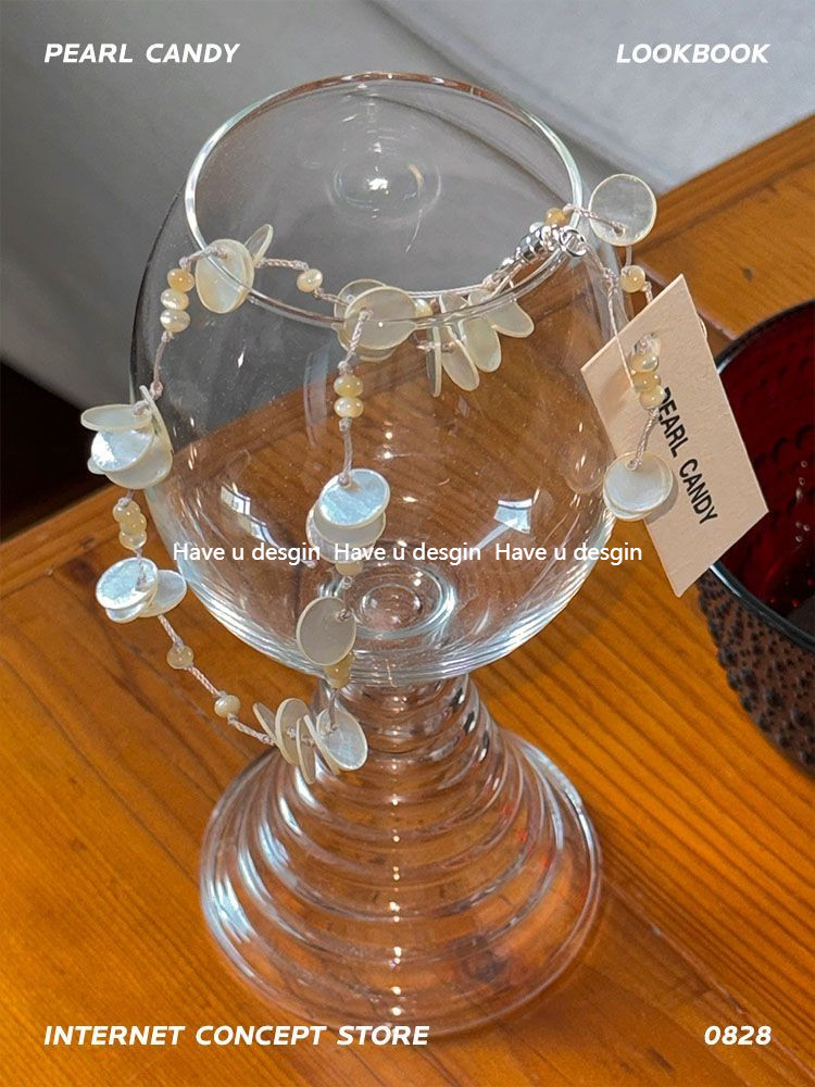 Có bạn desgin
 Vỏ Fritillaria tự nhiên Kim sa trong suốt Màu be Cổ tích Handmade Vòng cổ kỳ nghỉ