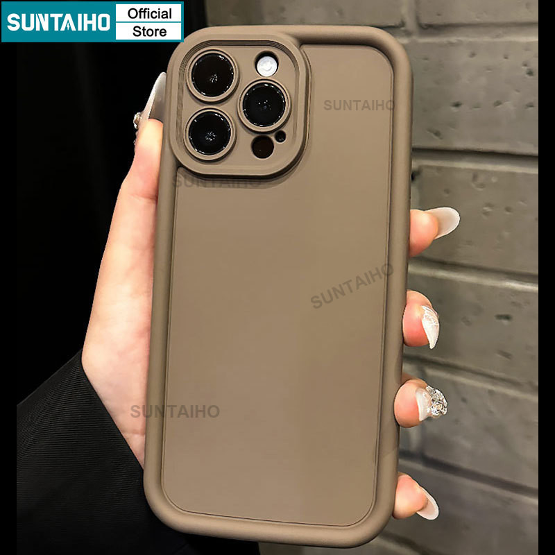 Mô tả Suntaiho Ốp Lưng iPhone Thời Trang Đơn Giản Màu Trơn đen Ốp Điện Thoại Silicon Mềm Làm Dày Chống Sốc Cho Iphone 16 15 14 13 12 11 Pro Max IP 7 8 Plus Iphon X XS XR XsMax - 9