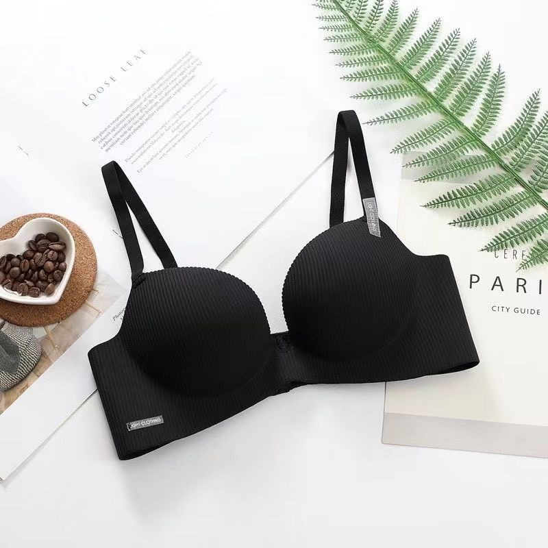Không đánh dấu Không có vòng thép Sọc ngực nhỏ gợi cảm Push-Up có thể điều chỉnh Hỗ trợ hàng đầu Chống chảy xệ Quần lót dày Áo ngực nữ