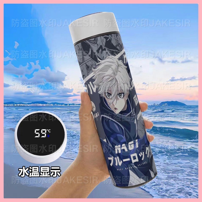 Bình chân không KHÓA XANH Isagi Yoichi Bachira Meguru Kunigami Rensuke Chigiri Hyoma BLUE Nhà tù nagi Ngoại vi Thông minh Bình chân không dành cho học sinh Thông minh Đo nhiệt độ Giá trị cao Hiển thị nhiệt độ Nước Cốc thép không gỉ 304