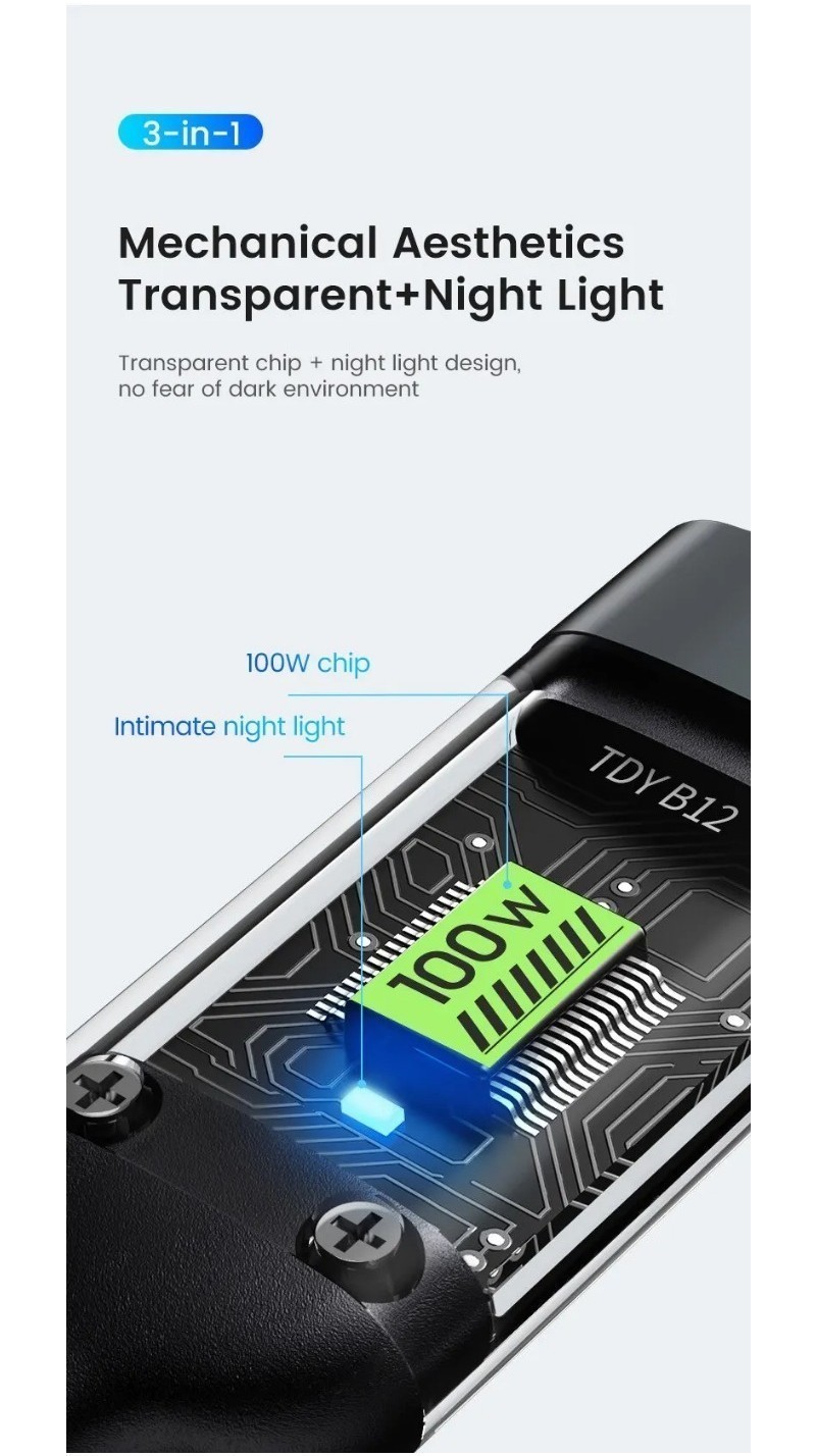 Mô tả Cáp sạc siêu tốc 100W 3 trong 1 6A Micro USB Type C Cáp dữ liệu cáp Type-C - 6