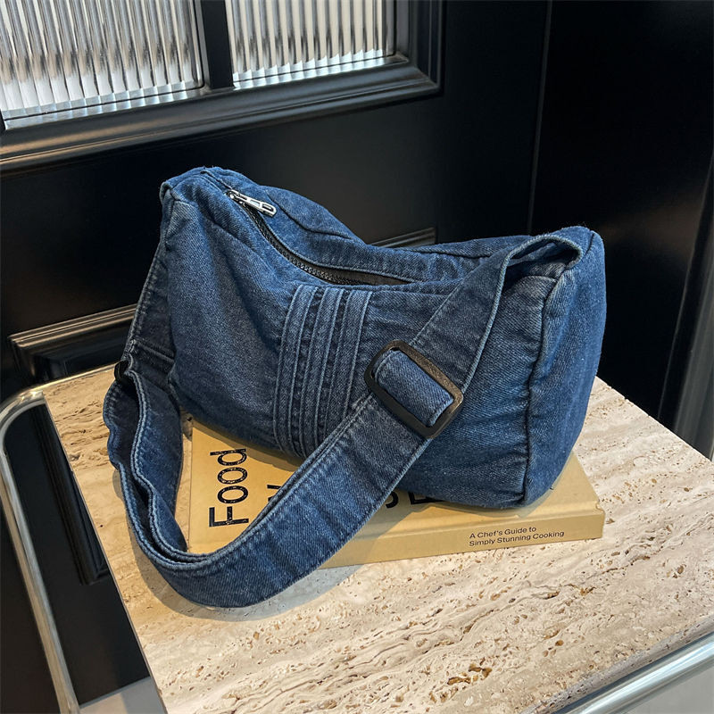 Niche Rửa Túi Bánh Bao Denim Thời Trang Lười Nghệ Thuật Phong Cách 2024 Phong Cách Mới Phù Hợp Với Tất Cả Trận Đấu Túi Đeo Vai