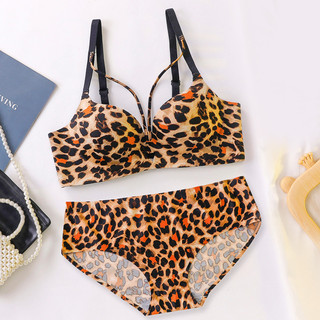 Bộ Liền Mạch Áo Ngực Da Báo Gợi Cảm + Quần Lót Thoải Mái Mềm Xốp Thanh Niên Cô Gái Không Dây Top Đồ Lót