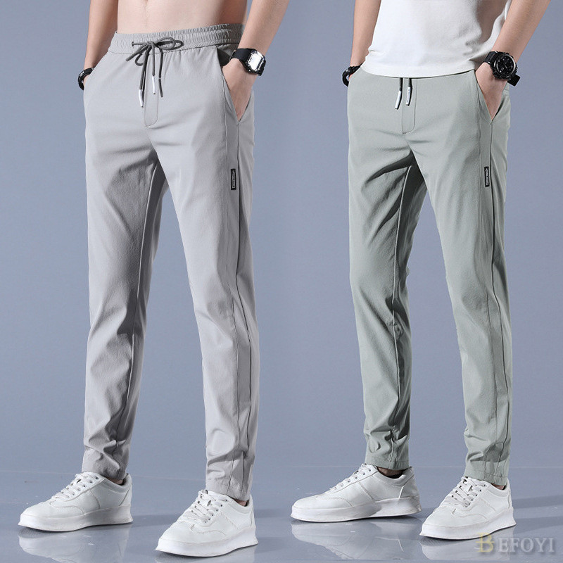 Mô tả Quần Dài Nam Ice Silk Slim Fit Thẳng Chân Doanh Nhân Hàn Quốc Thắt Lưng Co Giãn Màu Đen Plus Size WW008 - 2