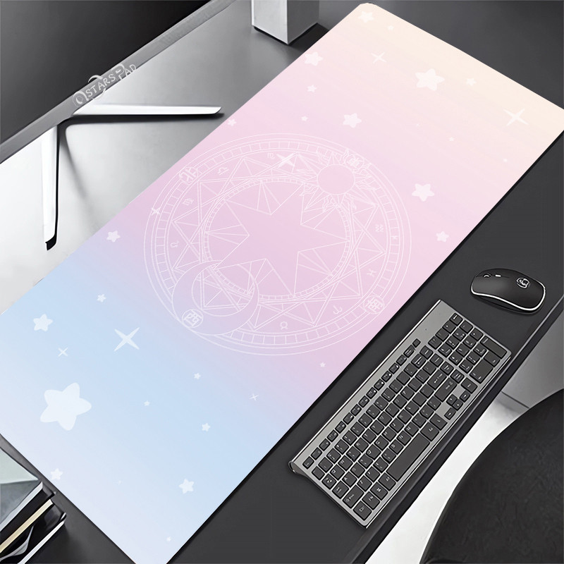Hồng Cardcaptor Sakura Lớn Deskmat Magic Wand 90 * 40 Thảm Chơi Cao Su Hoạt Hình Chơi Game Laptop Bàn Phím Thảm Chống Trơn Trượt