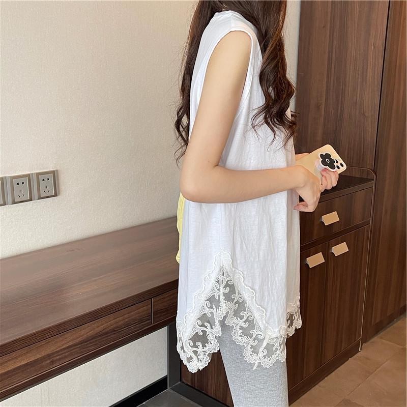 Lan ~ béo MM150kg Size Lớn Rời Camisole Nữ Mùa Hè Giữa Chiều Dài Ren Bao Bụng Top ins Hợp Thời Trang