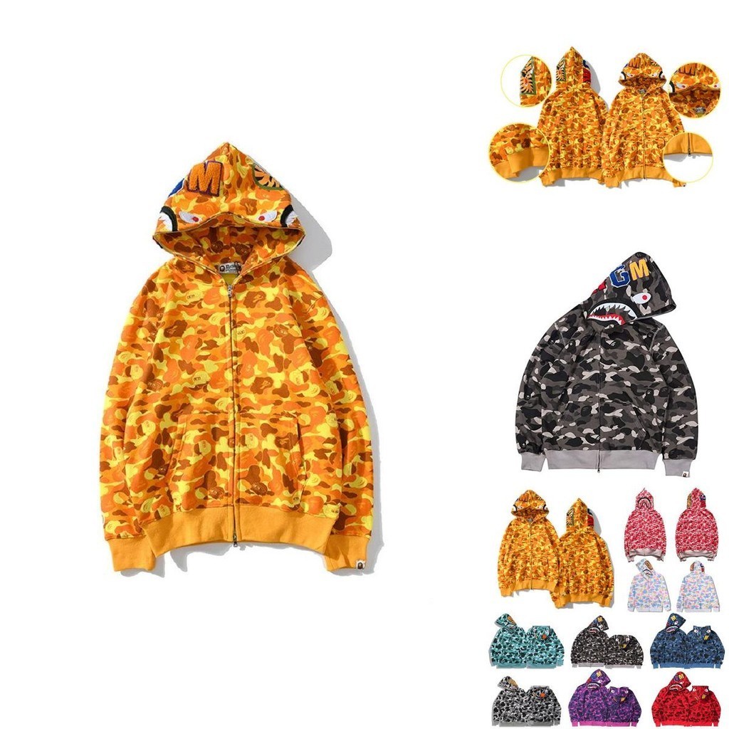 Nam nữ thời trang áo khoác zipper in hình cá mập, tiện lợi cho việc dạo phố