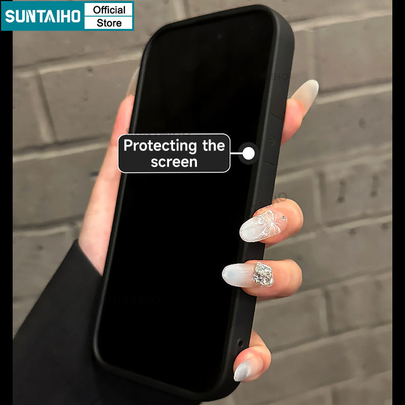 Mô tả Suntaiho Ốp Lưng iPhone Thời Trang Đơn Giản Màu Trơn đen Ốp Điện Thoại Silicon Mềm Làm Dày Chống Sốc Cho Iphone 16 15 14 13 12 11 Pro Max IP 7 8 Plus Iphon X XS XR XsMax - 2