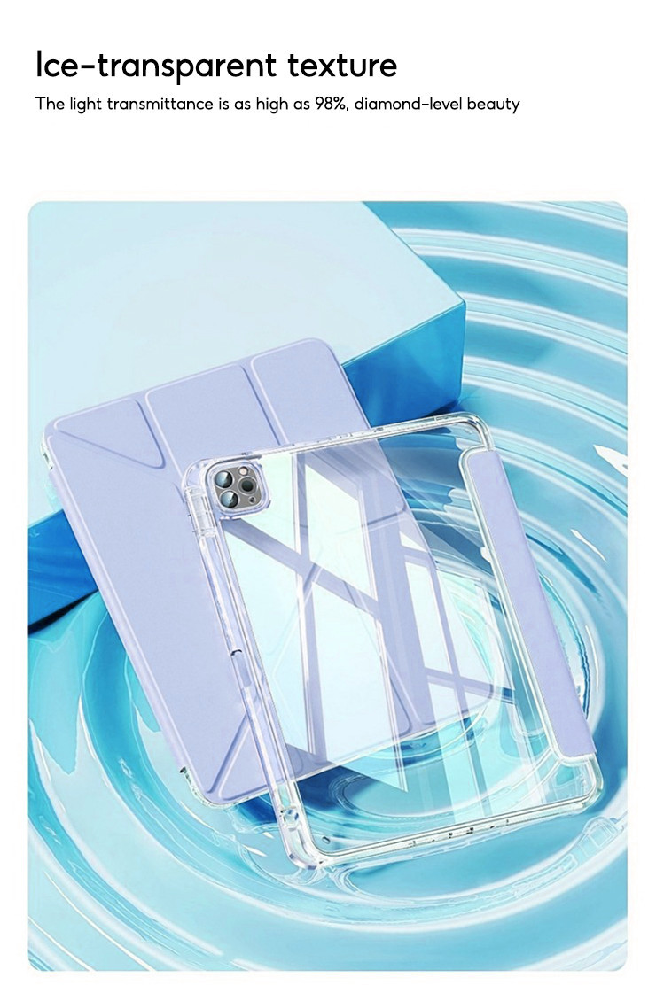 Mô tả Tbtic Cho iPad Có Giá Đỡ Bút Chì Air 7 M3 2025 6 Pro 11 2024 Air 5 4 10.9 11th A16 10th 9th 8th Gen 7th 10.2 6th 5th 9.7 Mini 6 Ốp Lưng Trong Suốt - 10