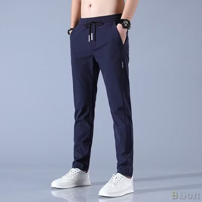 Mô tả Quần Dài Nam Ice Silk Slim Fit Thẳng Chân Doanh Nhân Hàn Quốc Thắt Lưng Co Giãn Màu Đen Plus Size WW008 - 8