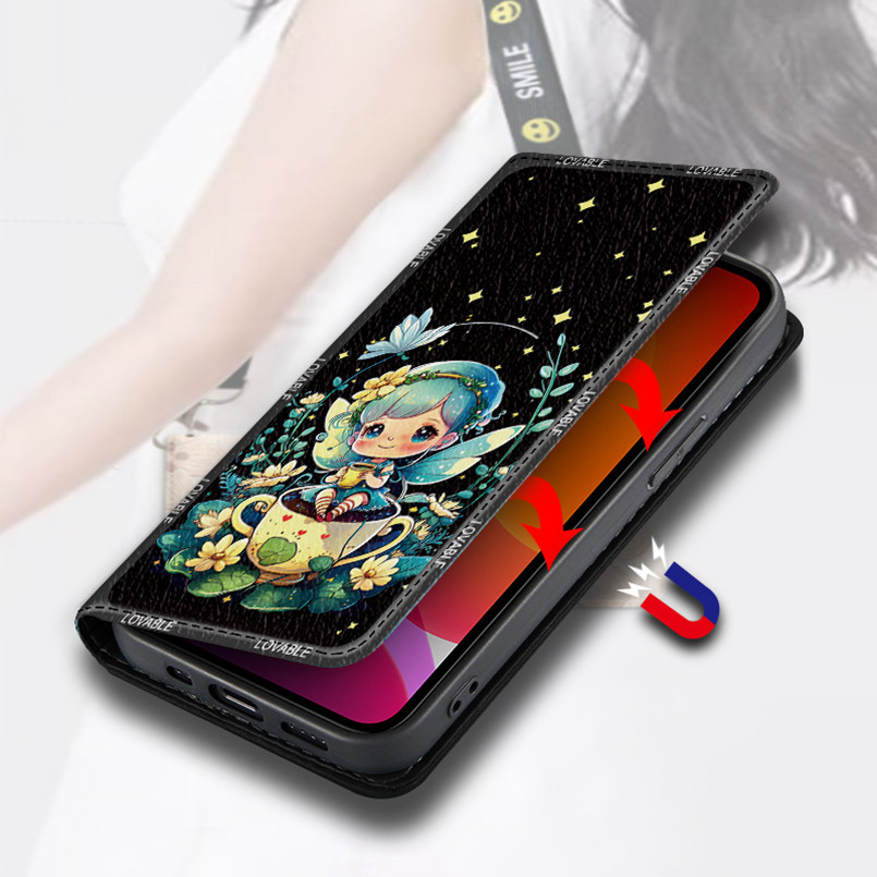 Ốp Bảo Vệ Ví Samsung Thích Hợp Cho Note 10 + 20 Ultra S24 Pro S23 FE Ốp Lưng Điện Thoại Cô Gái Mặt Trăng