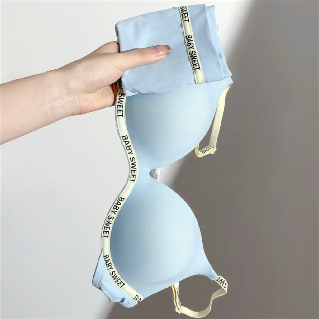 1 Bộ Cô Gái Thanh Niên Gợi Cảm Áo Ngực + Quần Lót Ngực Nhỏ Đẩy Lên Quần Lót Nữ Thời Trang Màu Sắc Tương Phản Quần Lót Không Dây Nữ Bralette