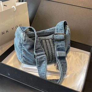 Niche Rửa Túi Bánh Bao Denim Thời Trang Lười Nghệ Thuật Phong Cách 2024 Phong Cách Mới Phù Hợp Với Tất Cả Trận Đấu Túi Đeo Vai