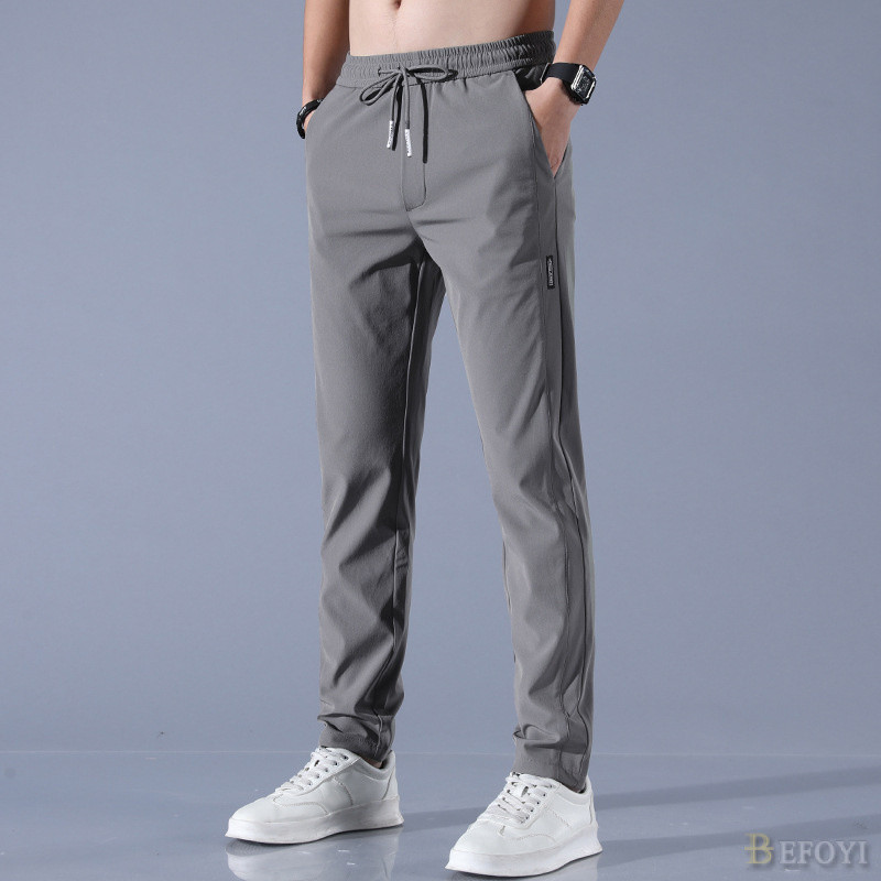 Mô tả Quần Dài Nam Ice Silk Slim Fit Thẳng Chân Doanh Nhân Hàn Quốc Thắt Lưng Co Giãn Màu Đen Plus Size WW008 - 6