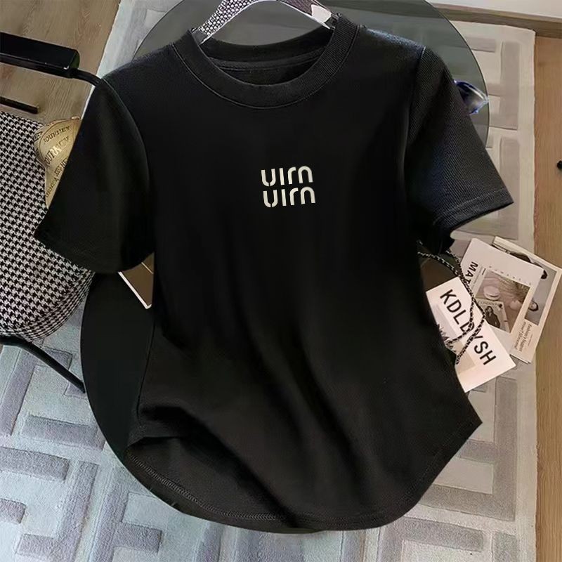 Lan ~ Áo thun ngắn tay vai trước dành cho nữ mùa hè có ren giảm tuổi thon gọn hơn