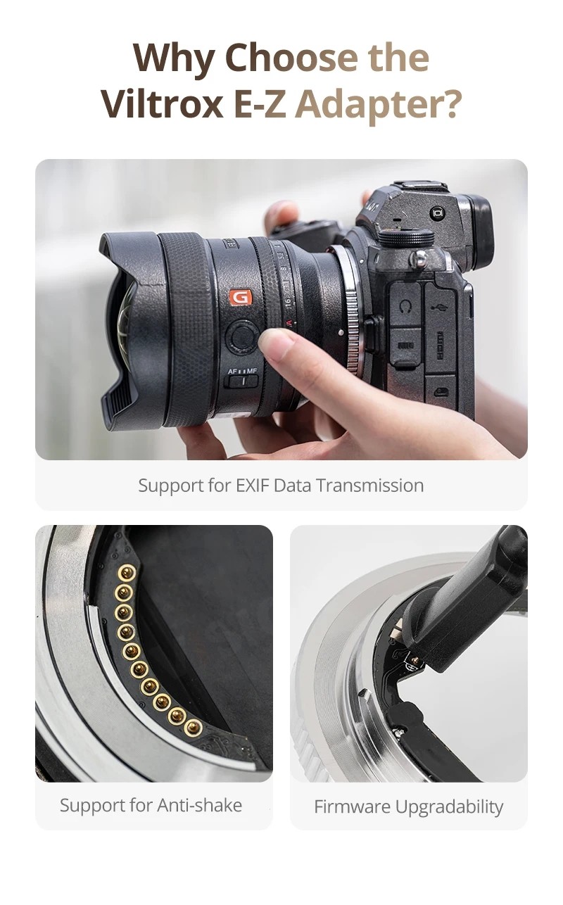 Viltrox E-Z AF Lens mount Adapter Cho Sony E-mount Lens Adapter Nikon  Z-mount Mirrorless Camera