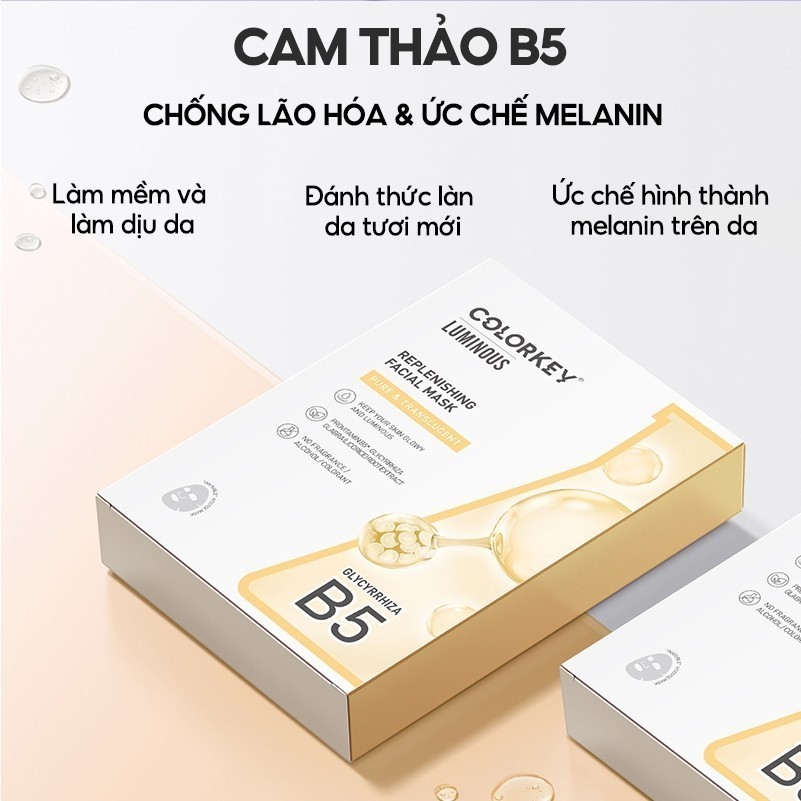 Mô tả Combo 10 Mặt Nạ Giấy COLORKEY  Cấp Ẩm Luminous Vitamin B5 Facial Mask 25mlx10 - 3