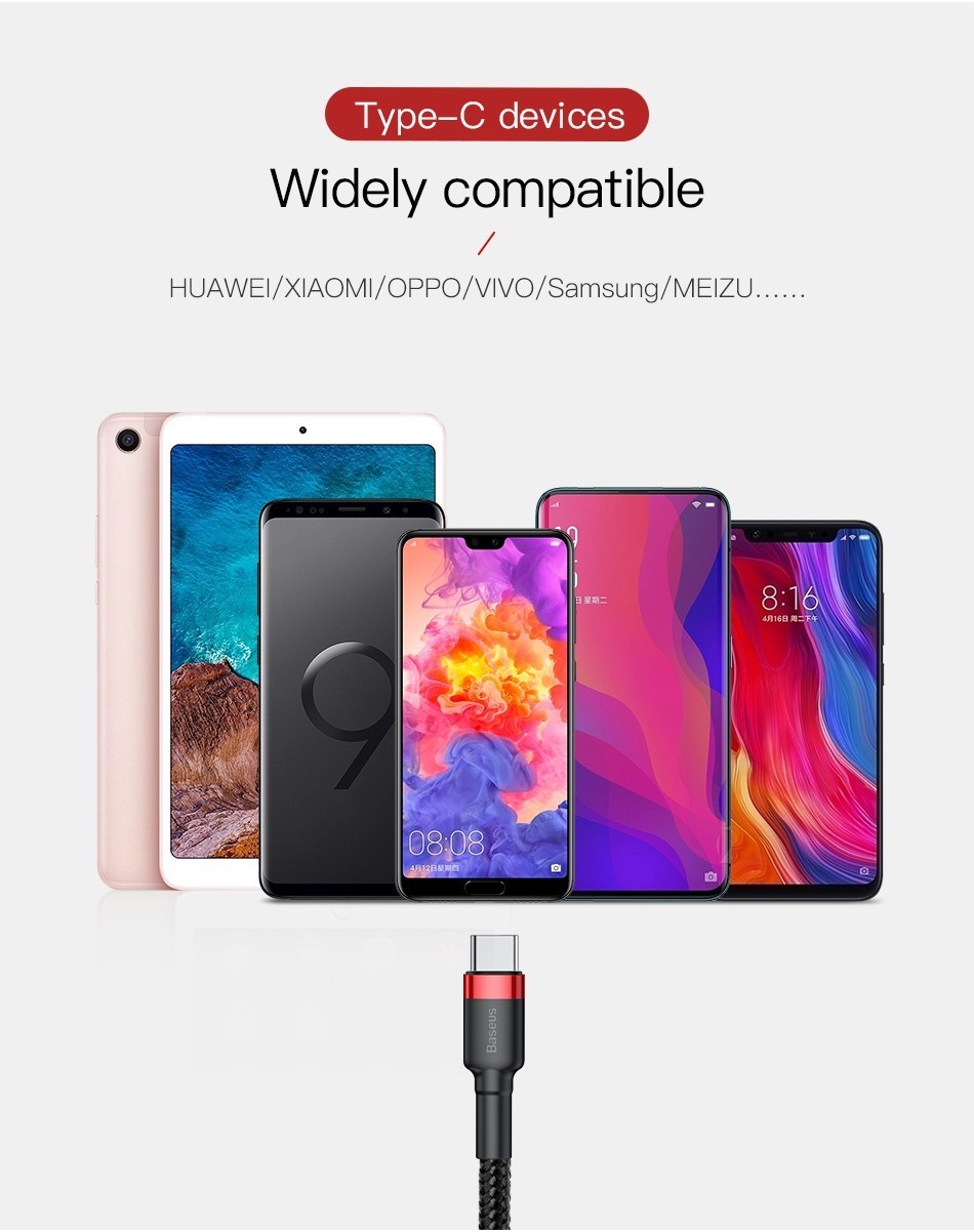 Cáp USB Baseus Type C 3A dành cho công nghệ sạc nhanh và sạc nhanh cho Huawei Xiaomi – ảnh mô tả chi tiết 10