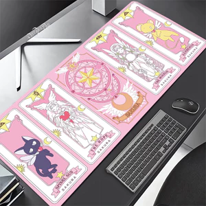 Hồng Cardcaptor Sakura Lớn Deskmat Magic Wand 90 * 40 Thảm Chơi Cao Su Hoạt Hình Chơi Game Laptop Bàn Phím Thảm Chống Trơn Trượt