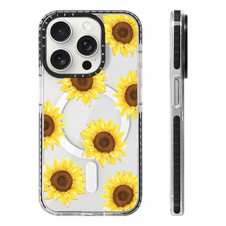 CaseTIFY Hoa Hướng Dương Minh Họa Không Dây Sạc Từ Tính Cho Iphone11 12 13 14 15 16 Pro Max Cover 15 16 PLUS Silicone Mềm Trong Suốt Cản Vỏ Chống Sốc