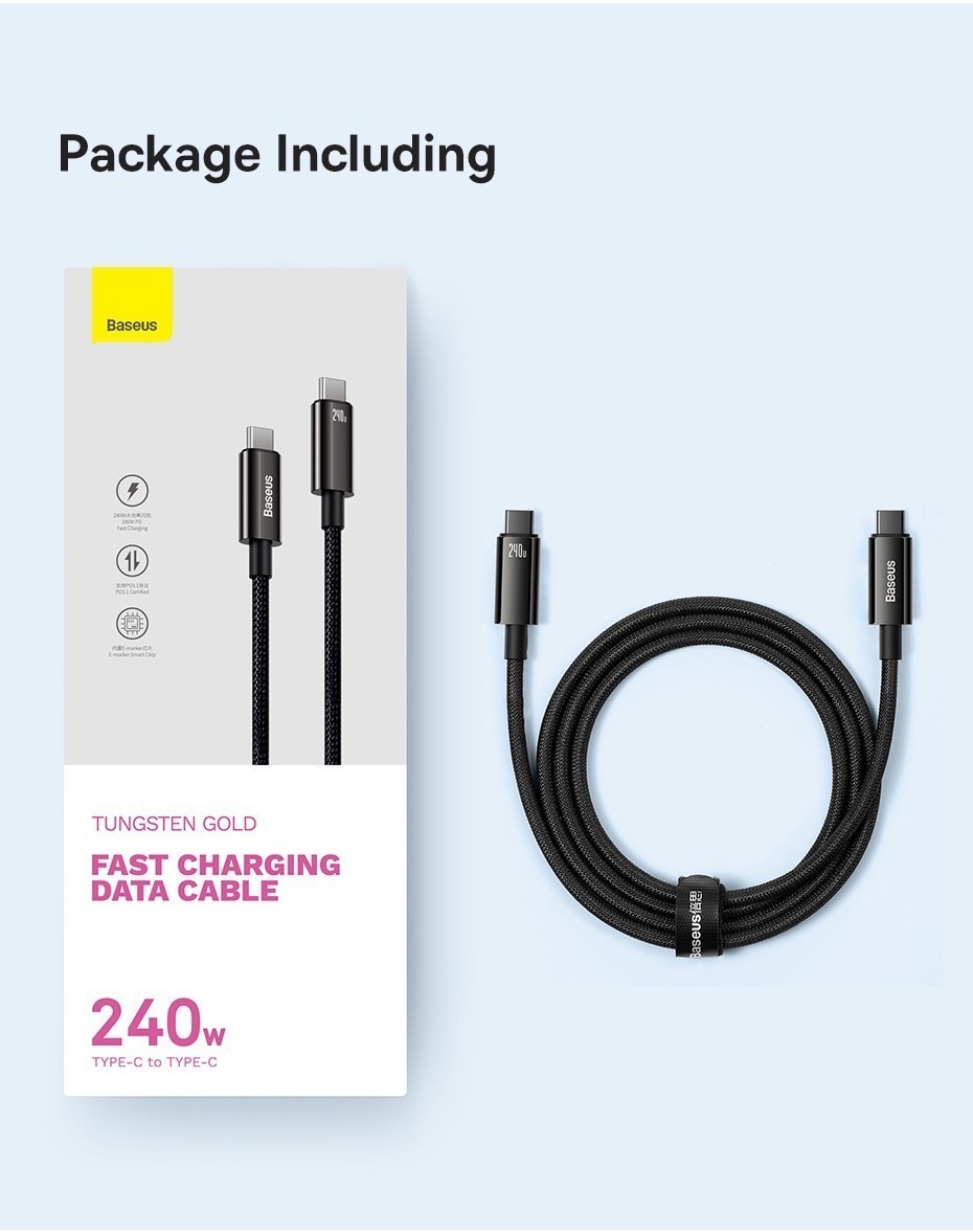 Mô tả Cáp Sạc Baseus  Dây Cáp Sạc Nhanh USB-C Loại C Type C 240w Cho iPp15 pd3.1 Realme Samsung S23 Mac PC - 9