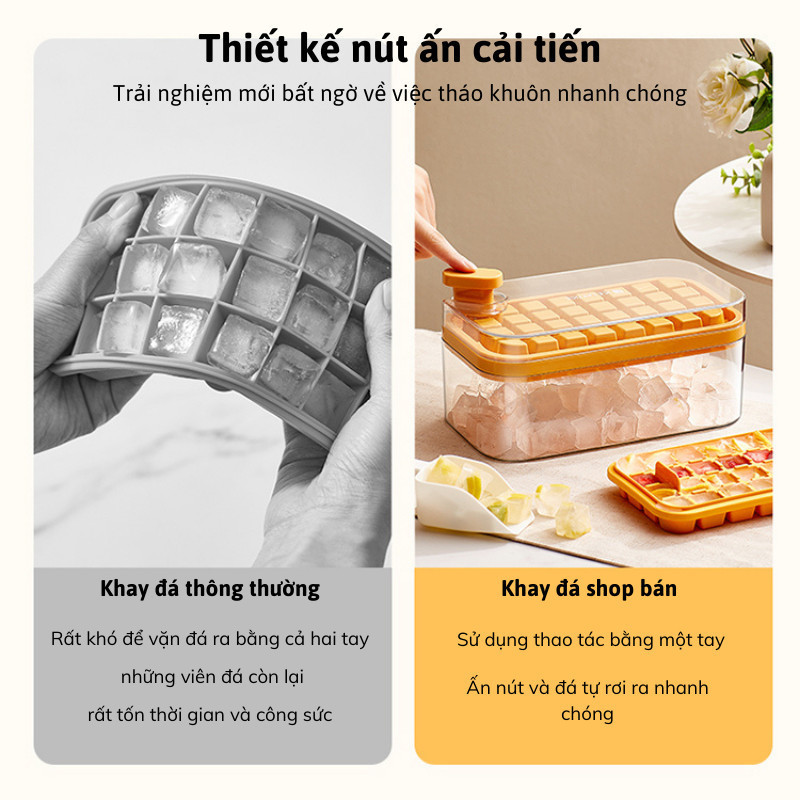 Khay Làm Đá Tự Rơi MINT DECOR, Nhấn Nút Tiện Lợi, Dụng Cụ Làm Đá Tủ ...