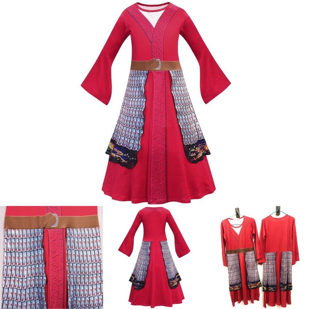 Mulan Hua Công Chúa Đỏ Lạ Mắt Đầm Trẻ Em Trang Phục Hóa Trang Trang Trang Phục Tiệc Halloween