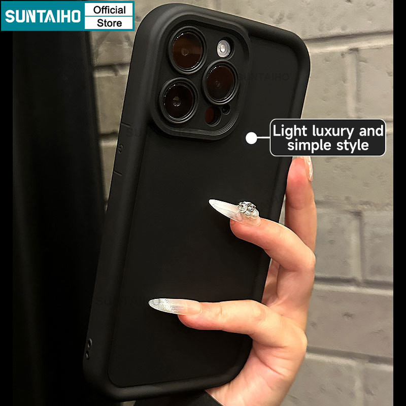Mô tả Suntaiho Ốp Lưng iPhone Thời Trang Đơn Giản Màu Trơn đen Ốp Điện Thoại Silicon Mềm Làm Dày Chống Sốc Cho Iphone 16 15 14 13 12 11 Pro Max IP 7 8 Plus Iphon X XS XR XsMax - 5