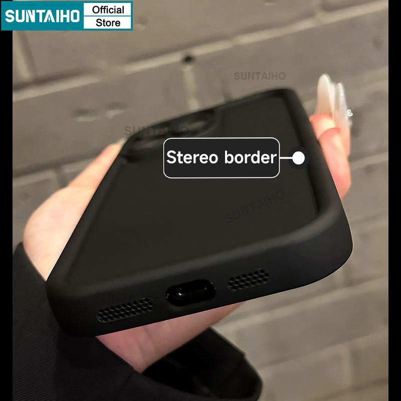 Mô tả Suntaiho Ốp Lưng iPhone Thời Trang Đơn Giản Màu Trơn đen Ốp Điện Thoại Silicon Mềm Làm Dày Chống Sốc Cho Iphone 16 15 14 13 12 11 Pro Max IP 7 8 Plus Iphon X XS XR XsMax - 4