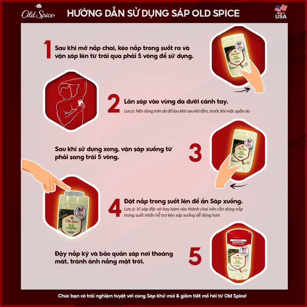 Mô tả Sáp Khử Mùi Old Spice nhiều mùi hương 85g (Sáp xanh) - 1
