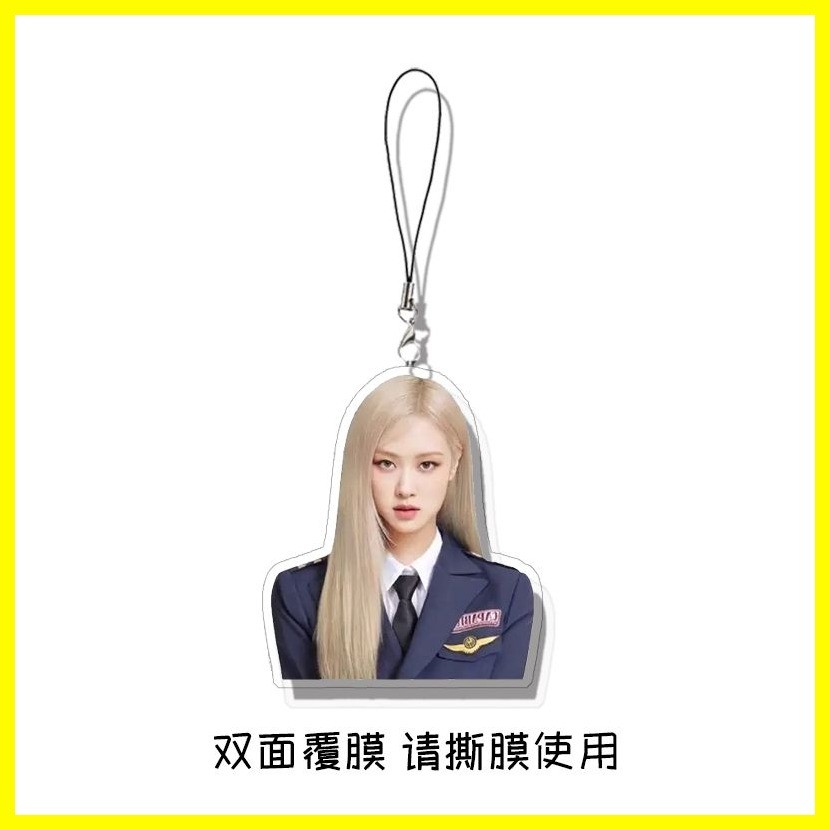 [Zoci] Dây chuyền điện thoại di động BLACKPINK Rosé Park Chae-Young Dây chuyền điện thoại di động Acrylic hai mặt Sandwich Schoolbag Mặt dây chuyền Quà tặng ngày lễ ngoại vi màu hồng