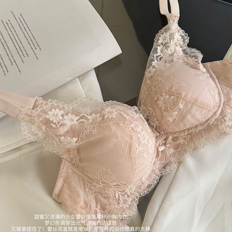 Quần Lót Nữ Vú Nhỏ Tập Hợp Nhìn Lớn Không Nhẫn Thép Nhận Ngực Chống Chảy xệ Gợi Cảm Liền Mạch Ren Áo Ngực Bộ