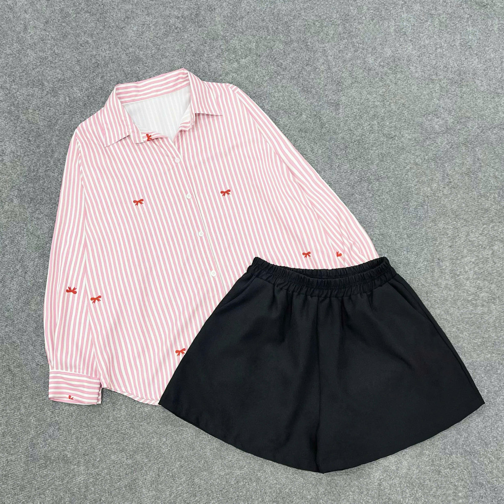 Mô tả Set Sơ Mi Quần Đùi Bigsize Nữ Áo Sơ Mi Nơ In Kèm Quần Short Năng Động Mùa Hè 50-95kg SET975 - 3