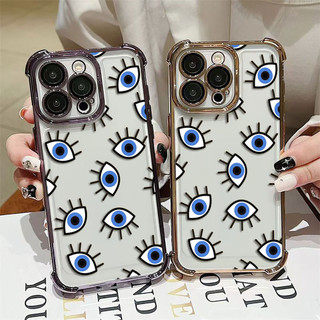 Lucky Eye Blue Evil Eye Print Cover Vỏ điện thoại trong suốt mạ điện cho IPHONE Apple 16E 16 15 14 PLUS 13 12 11 PRO XR XS X MAX Vỏ silicon Điện thoại di động