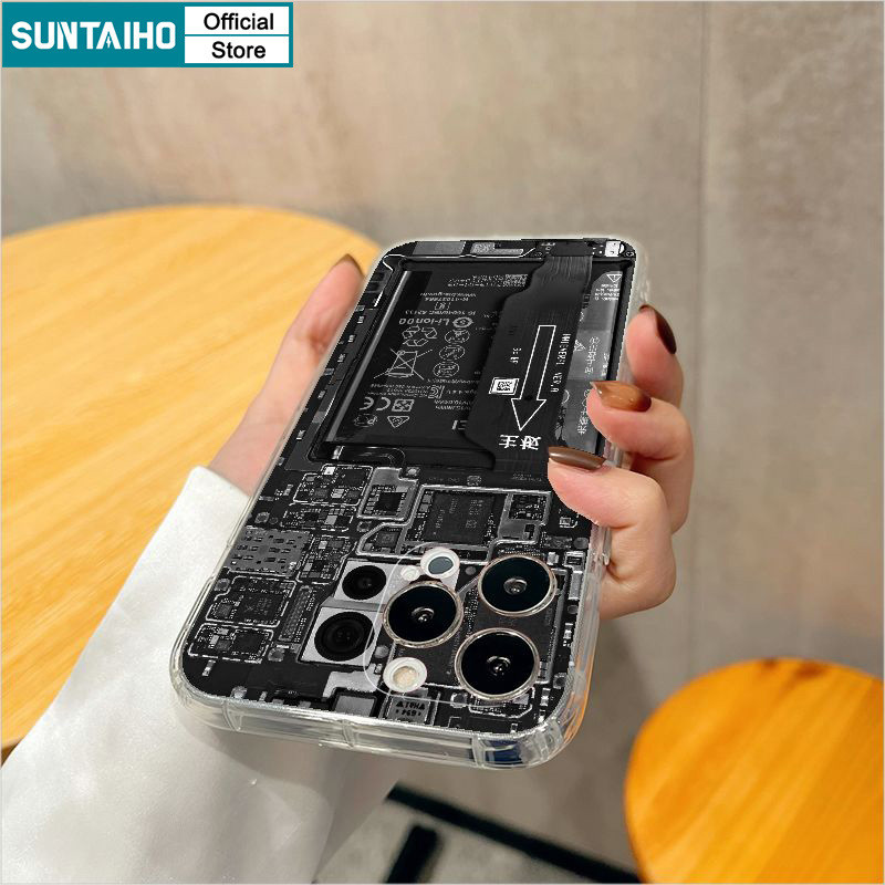 Mô tả Suntaiho Thời Trang Độc Đáo Vỏ Ngộ nghĩnh Bảng Mạch Họa Tiết Ốp lưng Cho Iphone 15 14 12 13 11 Pro Max IP 7 8 Plus Iphon X Xs XR Xs Max TPU Mềm Cao Cấp Chống Sốc Ốp Lưng - 6