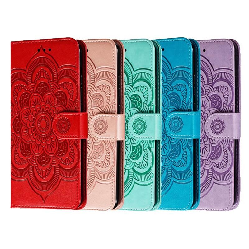 Emboss Hoa Da Ốp Lưng Điện Thoại ZTE Blade A35 A55 Ví Datura Flip Book Case Cover Funda