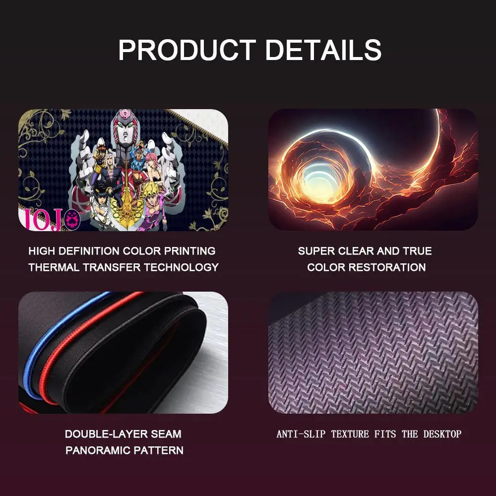 Anime J-JO-S BIZARRE ADVENTURE Mousepad Chuột Chơi Game Lớn Miếng Lót LockEdge Dày Bàn Phím Máy Tính Bàn Thảm