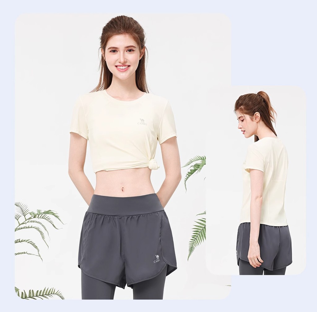 Mô tả Camel CROWN Bộ đồ tập Yoga dành cho nữ Chạy bộ thông thường thoáng khí Tập thể dục Bộ đồ hai mảnh - 8