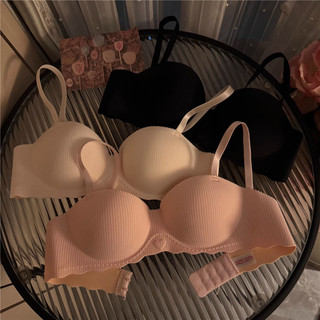 6 Màu Sắc Thanh Niên Cô Gái Mềm Xốp Sọc Áo Ngực Liền Mạch Cardioid Nữ Push Up Bralette Quần Lót 3 / 4 Cốc Nữ Không Dây Đồ Lót