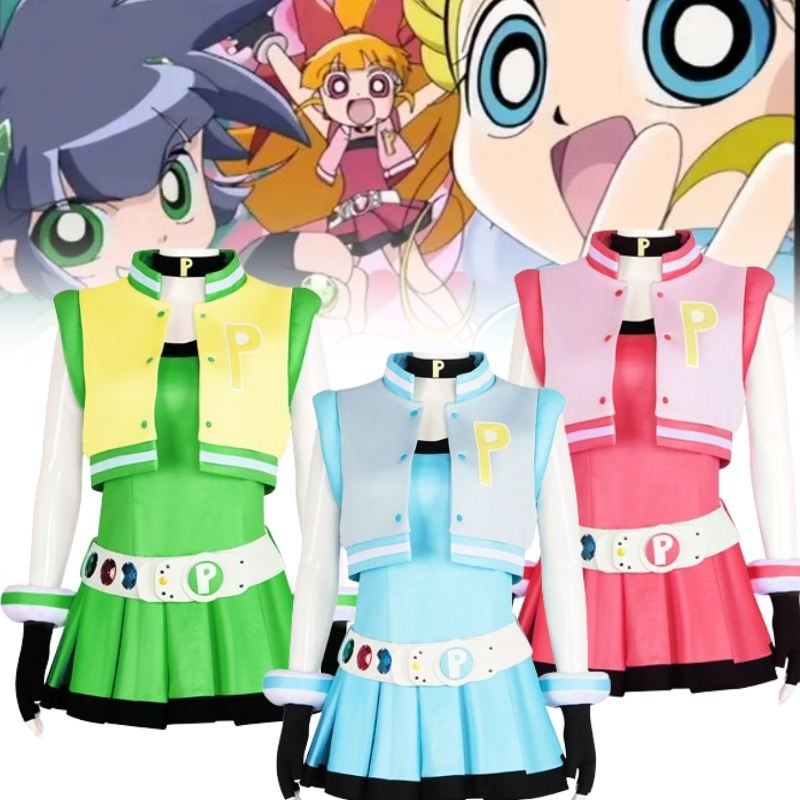 Thời Trang Powerpuff Girls Cosplay Đầm Dành Cho Người Hâm Mộ Đường Phố Độc Đáo Anime Mặc