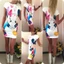Đầm Mini Bodycon In Hoa Cổ Tròn Tay Ngắn Sữa Lụa Sang Trọng Cho Nữ