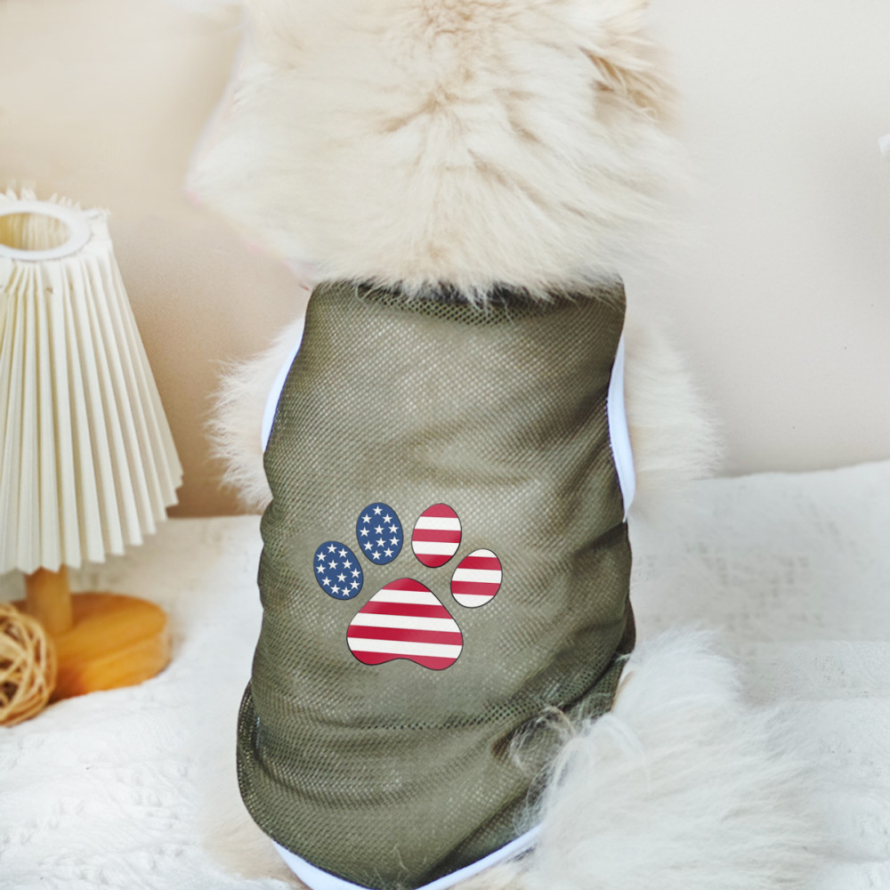 Áo Vest lưới thoáng khí họa tiết mèo / chó in họa tiết Mỹ cho chó nhỏ