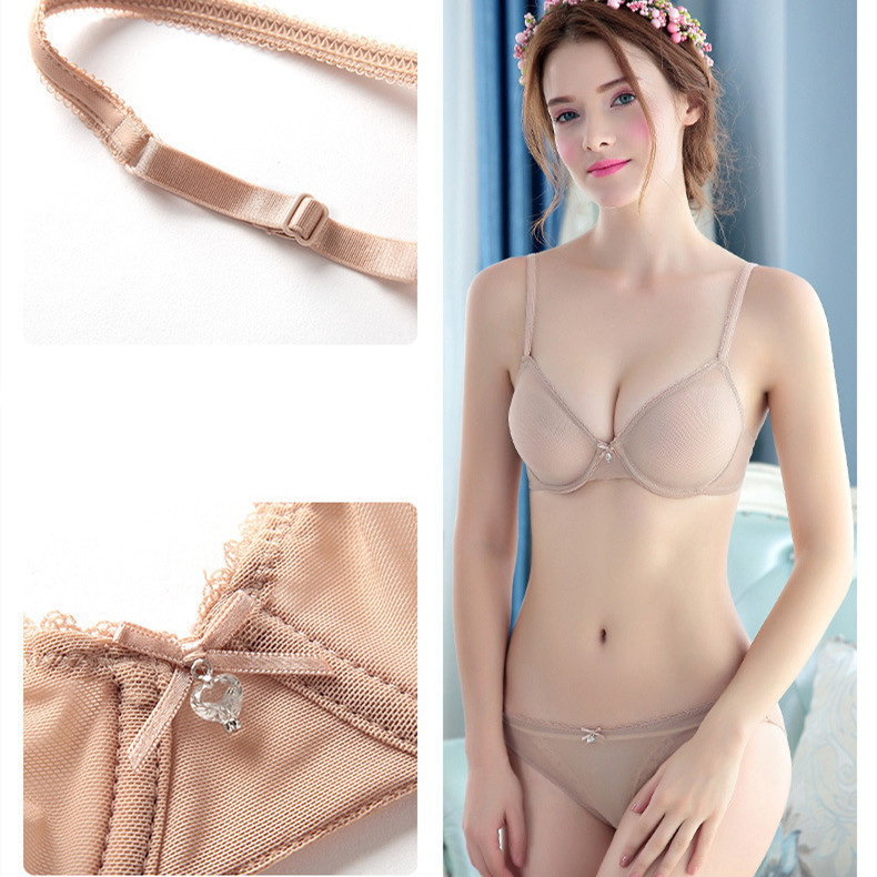1 Bộ Nữ Áo Ngực Siêu Mỏng + Quần Lót Gạc Gợi Cảm Thanh Niên Cô Gái Không Miếng Bọt Biển Đồ Lót Vòng Thép Mềm Đẩy Lên Quần Lót Dây Nữ Bralette
