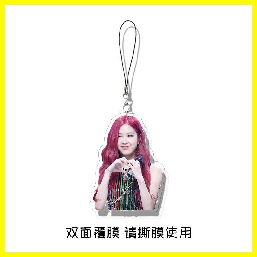 [Zoci] Dây chuyền điện thoại di động BLACKPINK Rosé Park Chae-Young Dây chuyền điện thoại di động Acrylic hai mặt Sandwich Schoolbag Mặt dây chuyền Quà tặng ngày lễ ngoại vi màu hồng