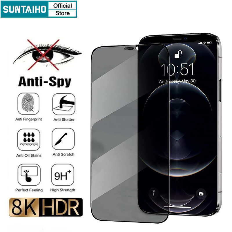 Mô tả Suntaiho Cao Cấp Kính Cường Lực Chống Nhìn Trộm Bảo Vệ Màn Hình Tự Dán Cho IPhone 11 12 13 14 15 Pro Max IP 14 Plus X XS XR Xs Max - 1