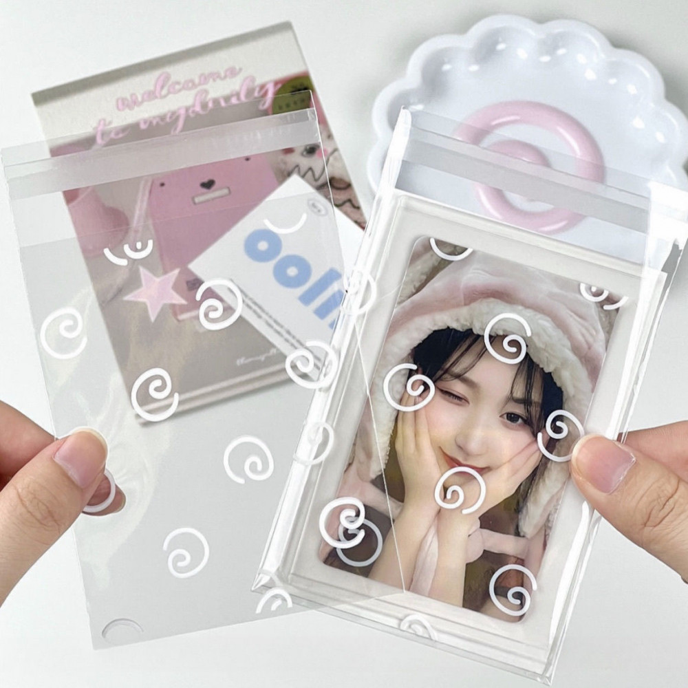 Linxx 50 Chiếc Trong Suốt Thần Tượng Ảnh Thẻ Lomo Túi Bảo Quản Sao Ruy Băng Nơ Phong Cách OPP Túi Bao Bì Tự Dính