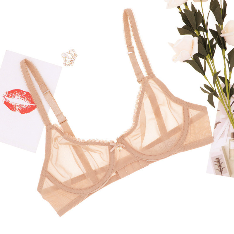 Bộ Áo Ngực Gợi Cảm Siêu Mỏng Nữ Áo Ngực Trong Suốt + Quần Lót Thép Mềm Nhẫn Thanh Niên Cô Gái Không Miếng Bọt Biển Quần Lót Dây Nữ