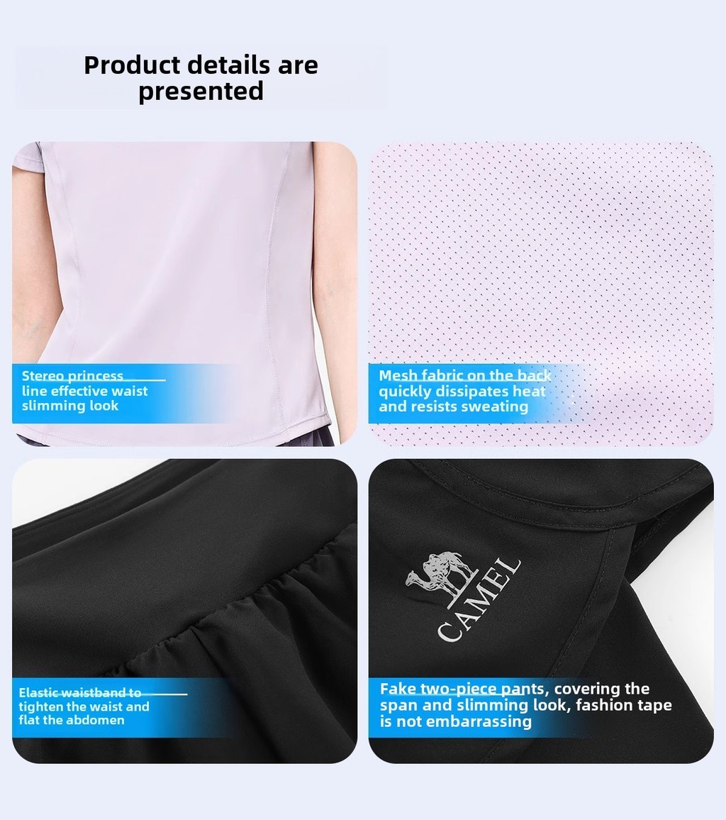 Mô tả Camel CROWN Bộ đồ tập Yoga dành cho nữ Chạy bộ thông thường thoáng khí Tập thể dục Bộ đồ hai mảnh - 10