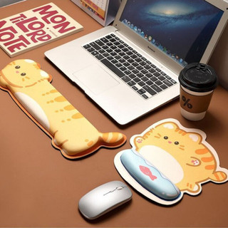 Bộ đệm cổ tay mèo màu cam Bộ đệm chuột + Bộ bàn phím