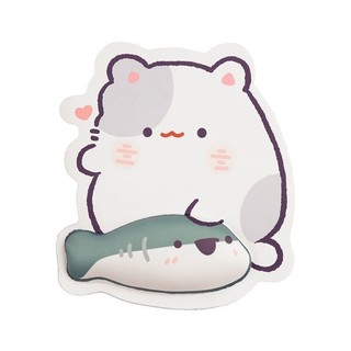 Bộ đệm cổ tay mèo xám + cá mập Bộ đệm chuột + Bộ bàn phím